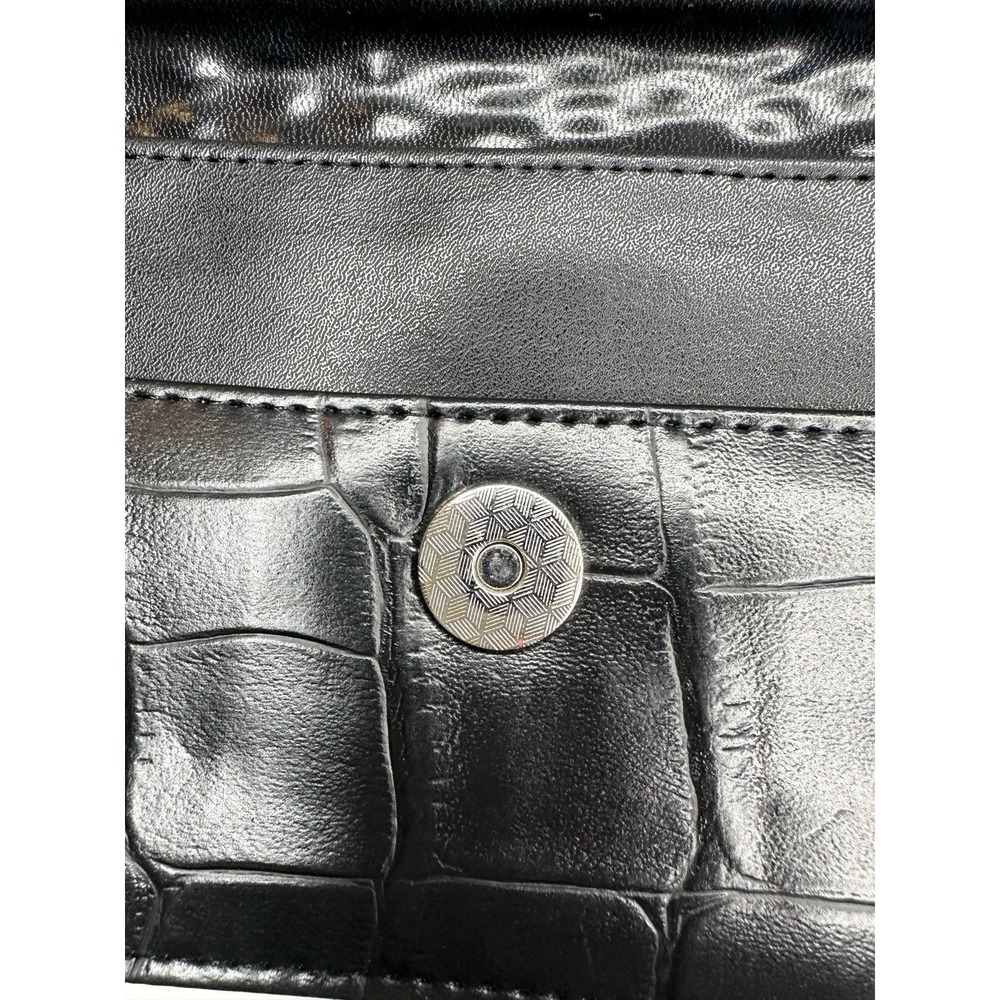 Western Crossbody Wallet Clutch Faux Croc Woven Leather Look Silver Heart Medusa - Picture 15 of 16